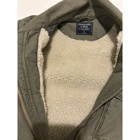 Abercrombie & Fitch A&F Womens Military Sherpa Lined OD Green Field Jacket Small - Picture 5 of 7